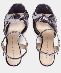 Chaussure Pedro Miralles Sandales A Talons En Velours Velvet Malva