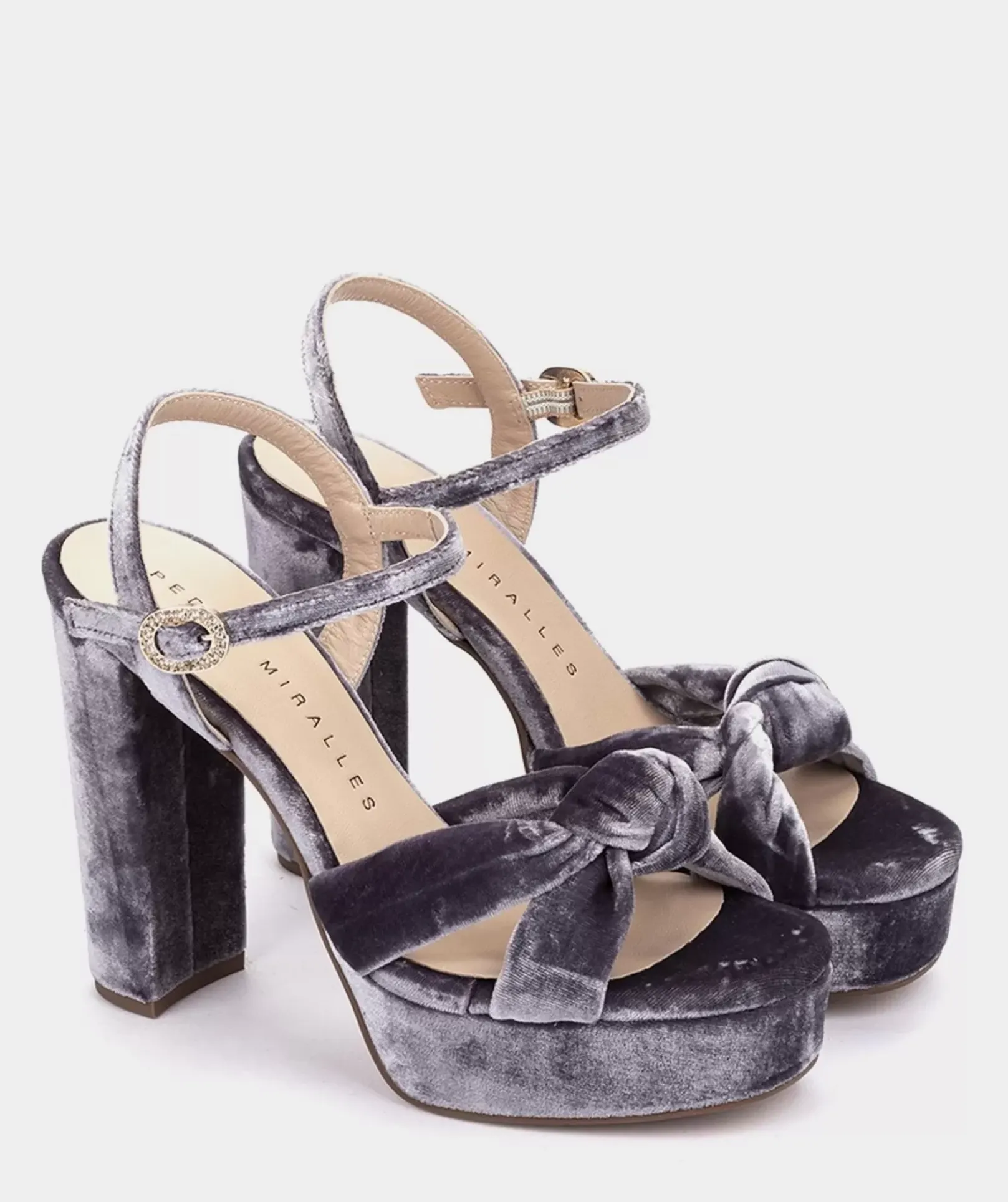 Chaussure Pedro Miralles Sandales A Talons En Velours Velvet Guinda