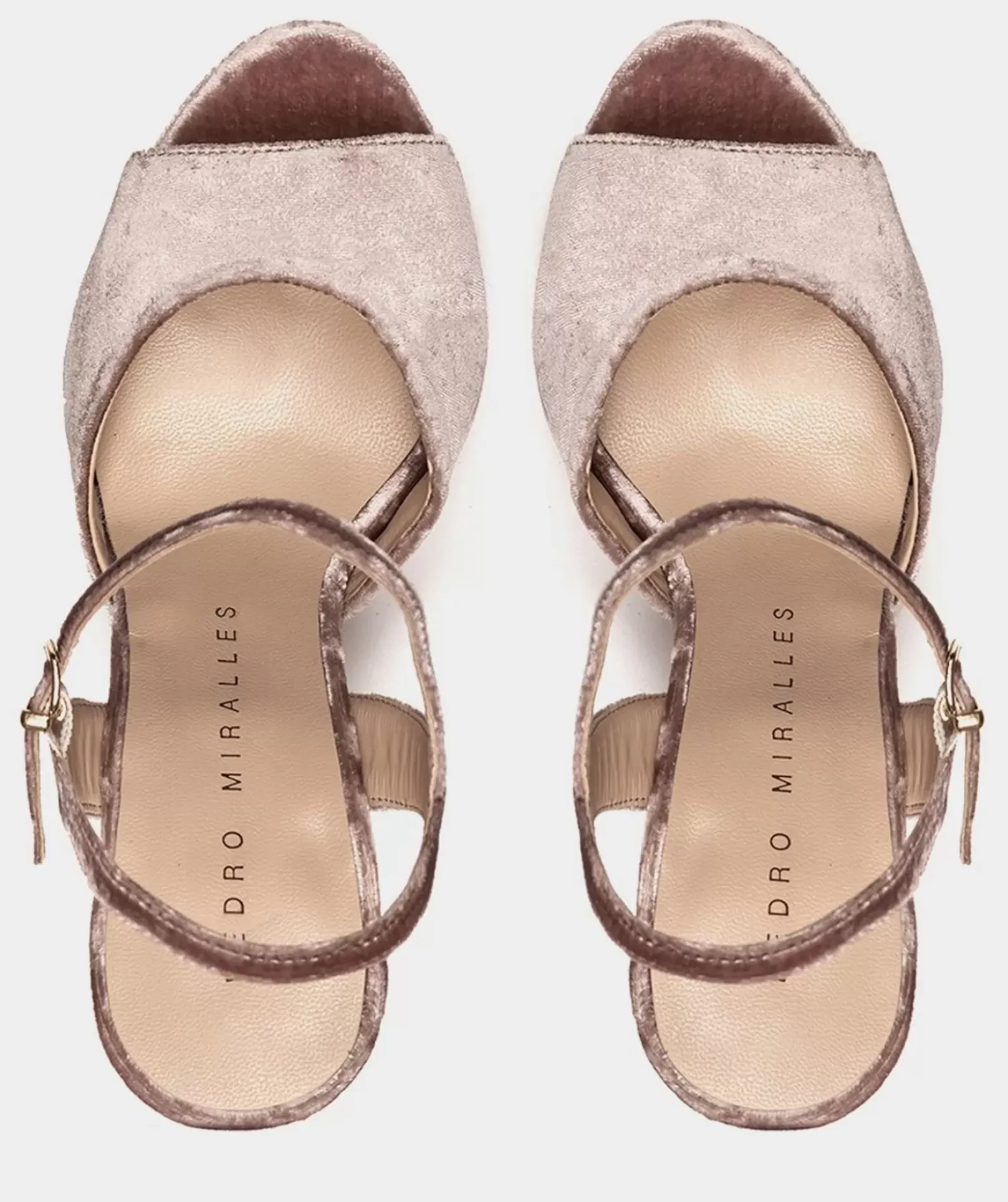 Chaussure Pedro Miralles Sandales A Talons Plateforme En Velours Nude Velvet Nude