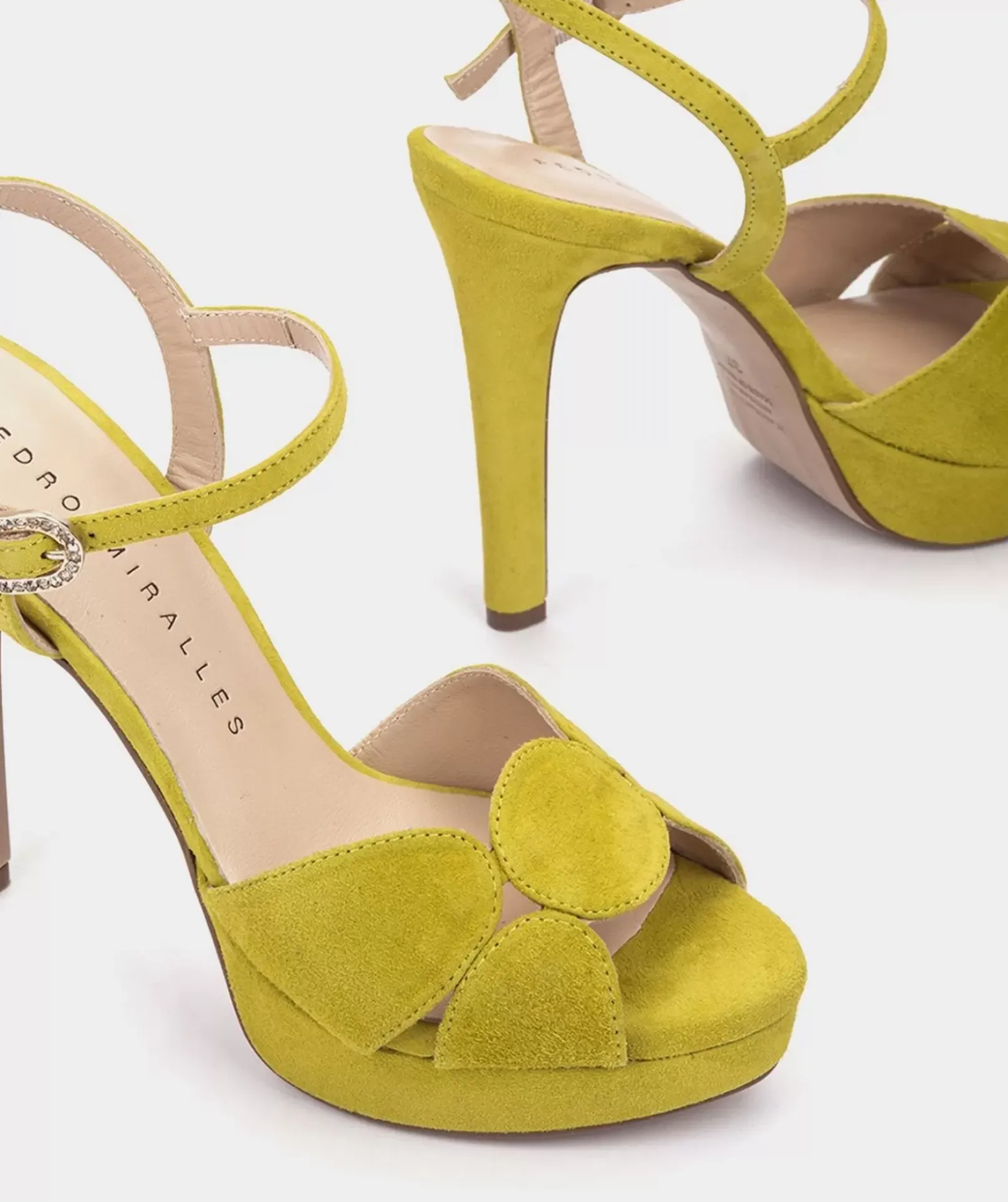 Chaussure Pedro Miralles Sandales En Daim A Talon Compense Ante Lime