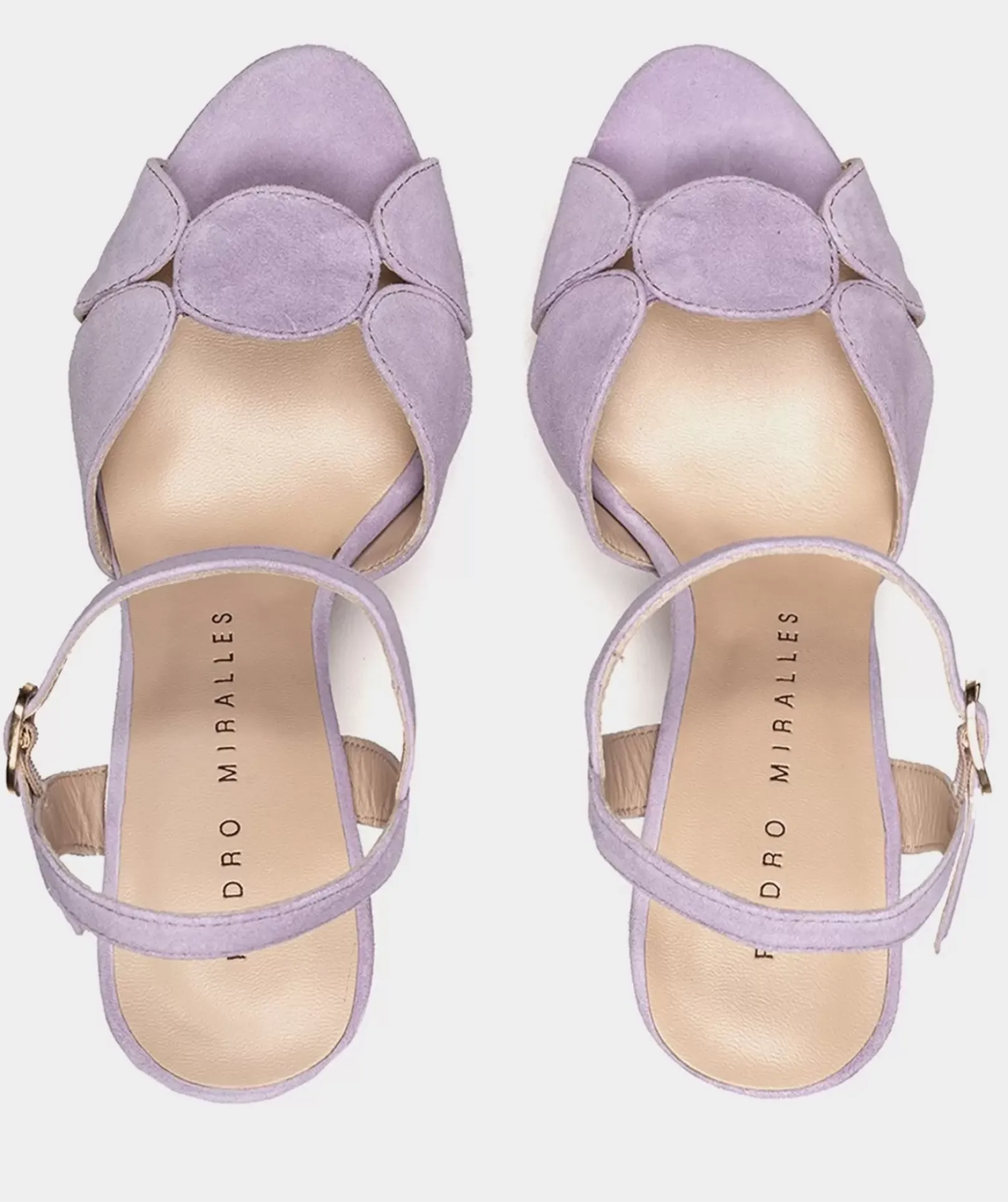 Chaussure Pedro Miralles Sandales En Daim A Talon Compense Ante Viola